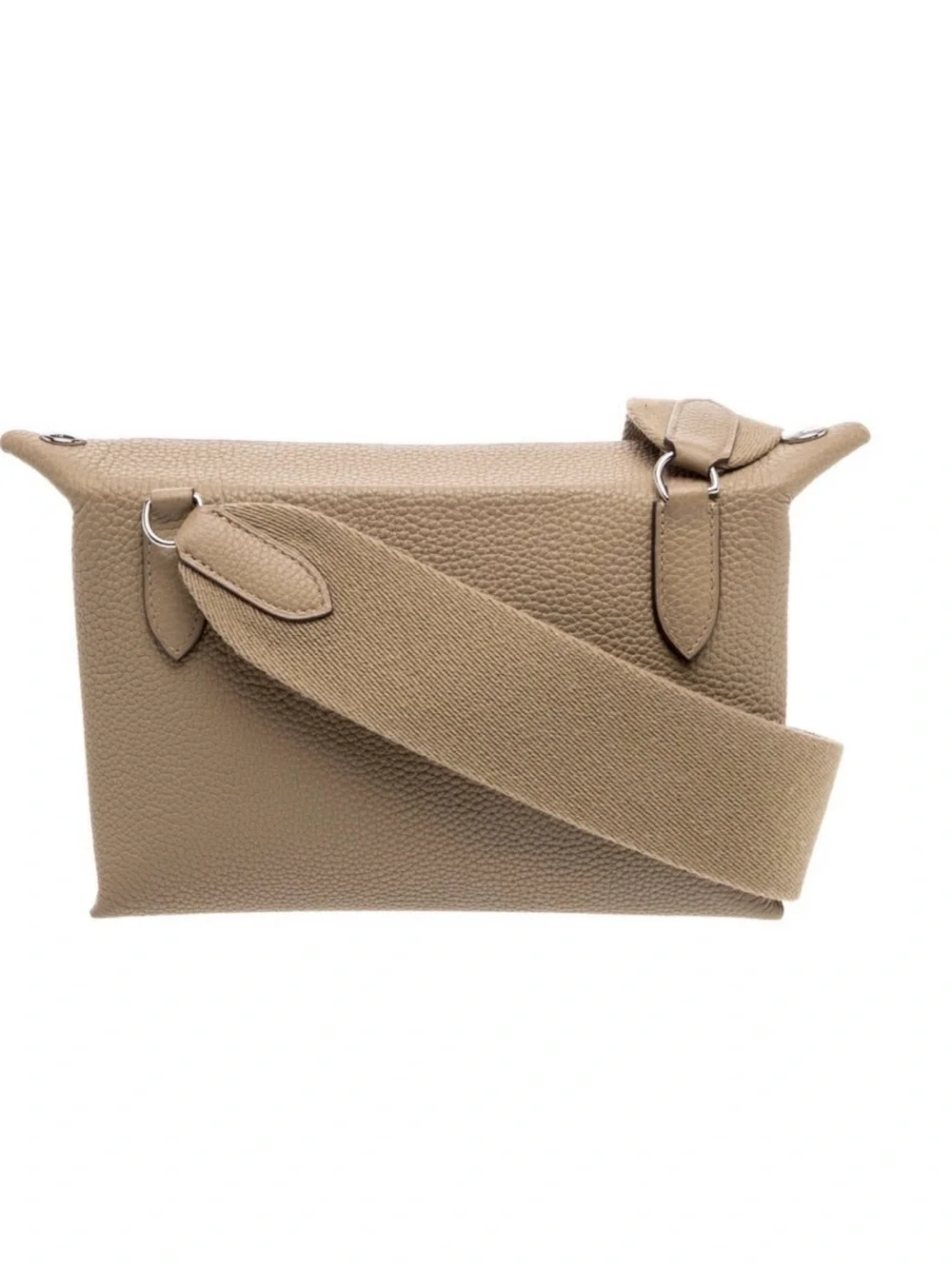 Hermes Taupe Pebbled Leather Evelyne-Style Messenger with Wide Strap